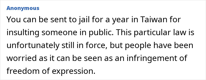 Taiwan law punishes public insults with up to a year in jail amid free expression concerns