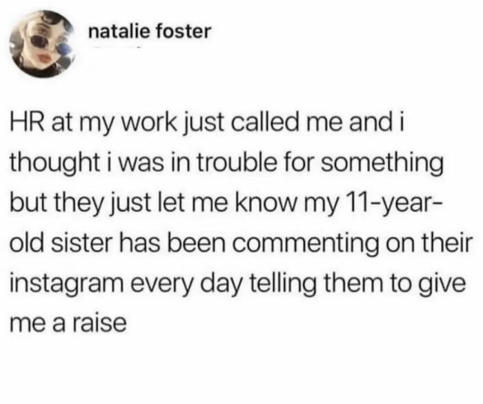 Wholesome post about an 11-year-old sister advocating for a raise at work