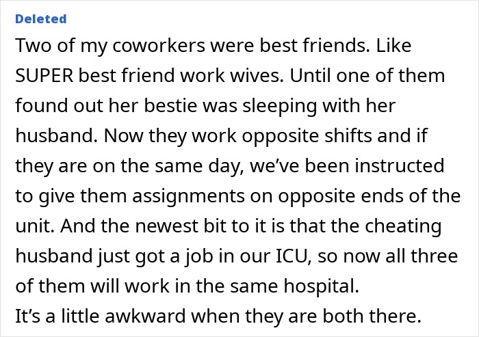 Coworkers' friendship ruined by affair with husband in office drama story