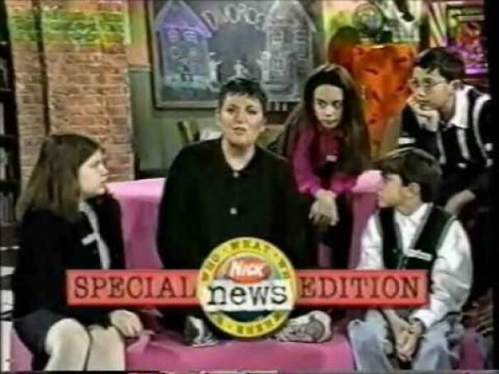A Special News Edition panel with five people, a throwback meme for 90s kids, featuring vintage television content.