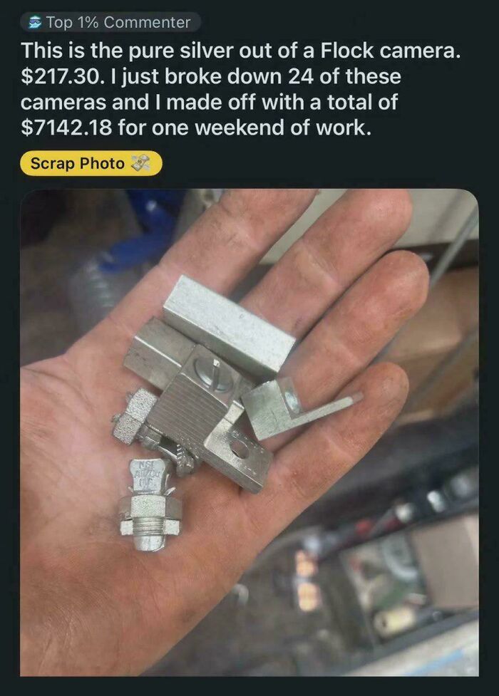 A hand holding various metal pieces, representing a chaotic good act of resourcefulness and ingenuity.