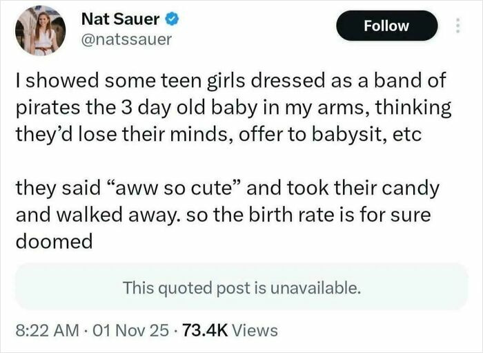 Dramatic tweet about teen girls ignoring a baby and taking candy instead