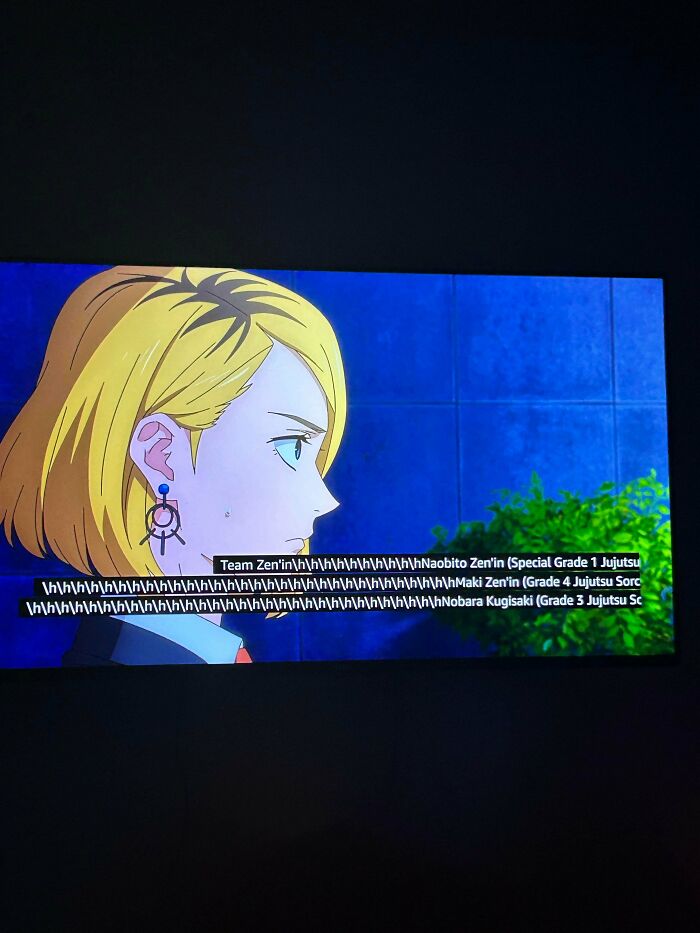 A female anime character with blonde hair and a serious expression, displaying multiple typos, resembling spiral Cuckoo Land.