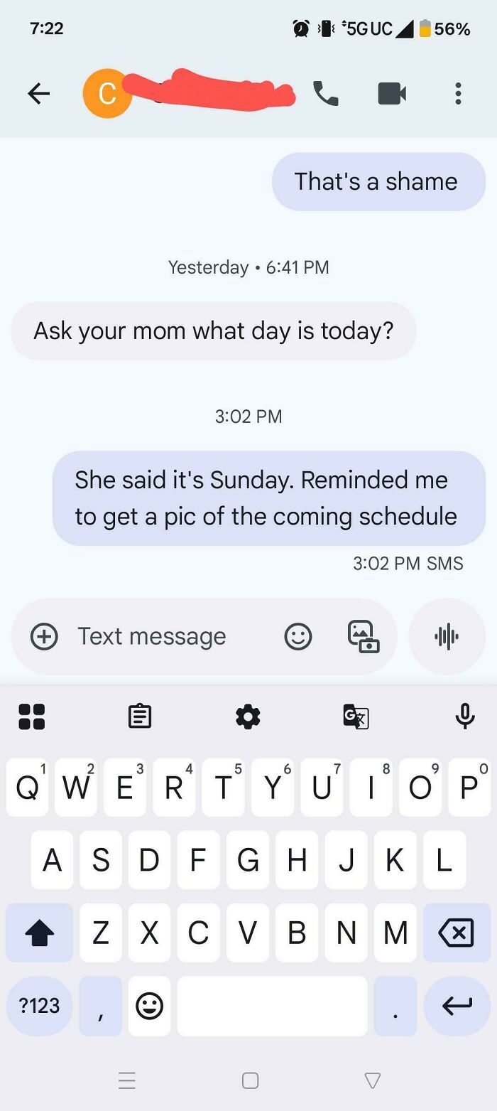 A text message conversation showing an Insane Parent asking their child about the day, possibly to make their lives difficult.