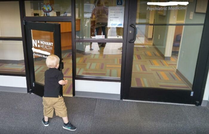 My Childhood Doctor's Office Has A Mini Door Installed For Younger Patients