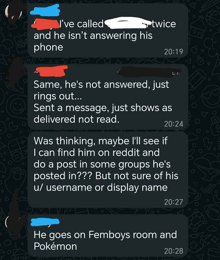 A screenshot of a text conversation showing details that could make a parent insane, as a child avoids contact.