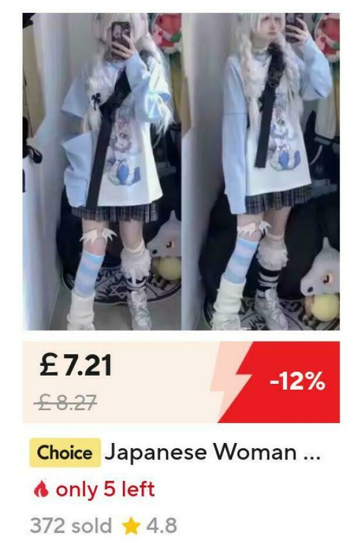 Two images of a person in a cute anime outfit, showcasing how premature truncation can be funny.