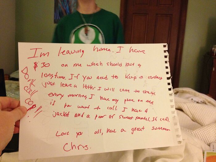 Please Enjoy My Brother's Runaway Note From A Few Years Back