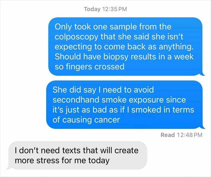 Had To Get Testing Done Today For Cervical Cancer. This Is The Compassion I Get In Return From My Mother
