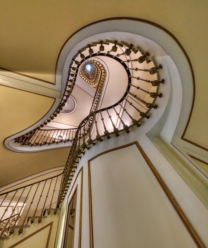 Spiral staircase resembling a keyhole showcasing pareidolia effect