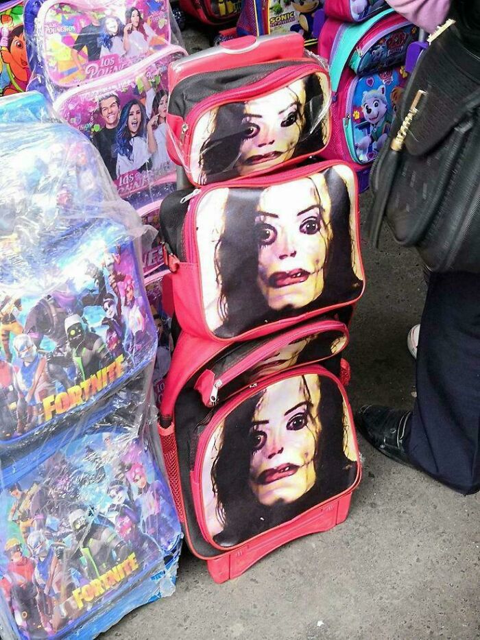 Backpacks featuring a distorted face design for sale