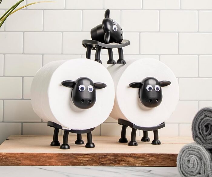 A cute sheep-shaped toilet paper holder, a humorous Mother's Day gift for moms who love witty presents.