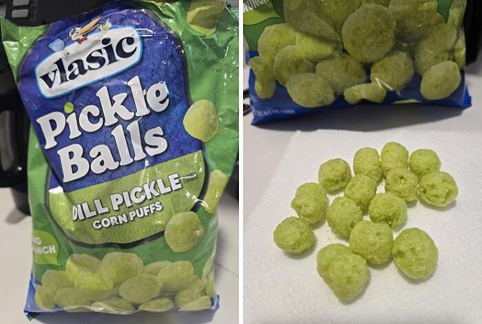 Vlasic Pickle Balls, Dill Pickle Corn Puffs. A hilarious Mother's Day gift that's crunchy and green.