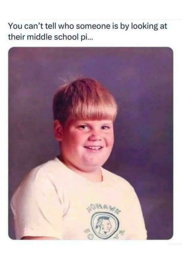 A young boy with a bowl cut hair and a round face smiling at the camera, a funny 90s kids throwback meme.