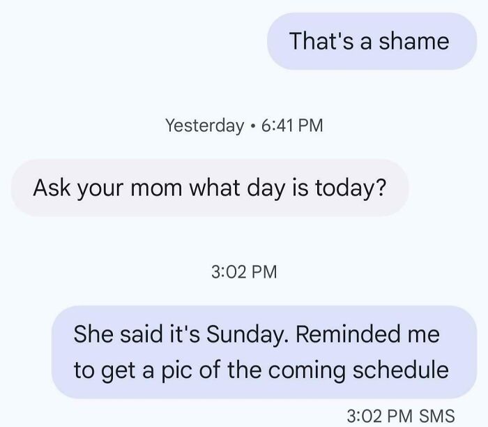 A text message conversation showing an Insane Parent asking their child about the day, possibly to make their lives difficult.