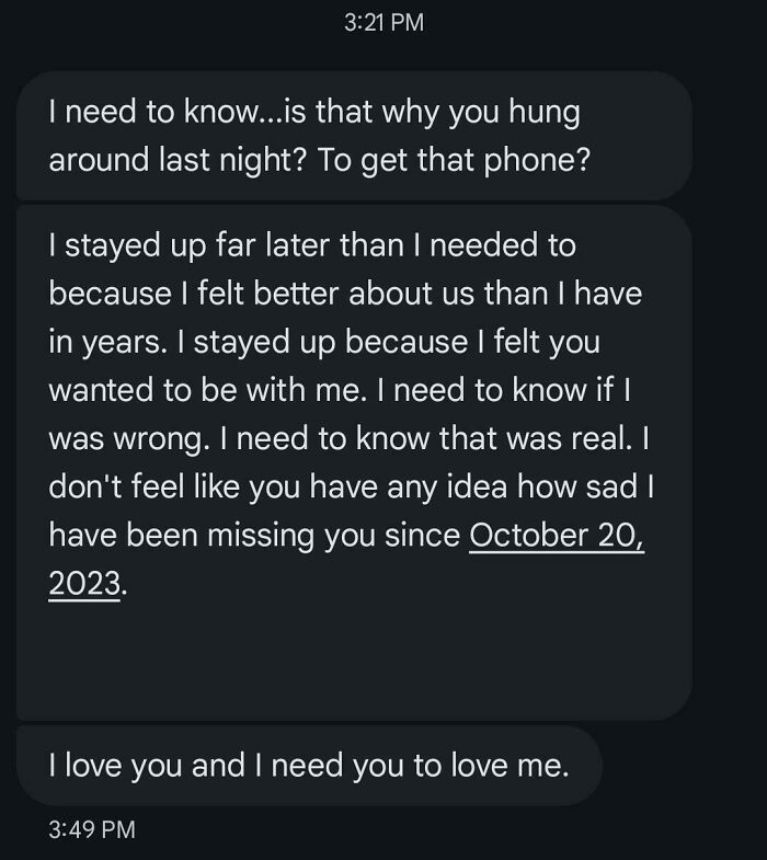 A heart-wrenching text message exchange, showing a conversation that suggests difficult lives and insane parents.