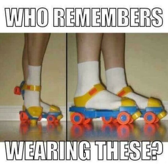 Childrens adjustable roller skates, a throwback meme that 90s kids will fully understand.