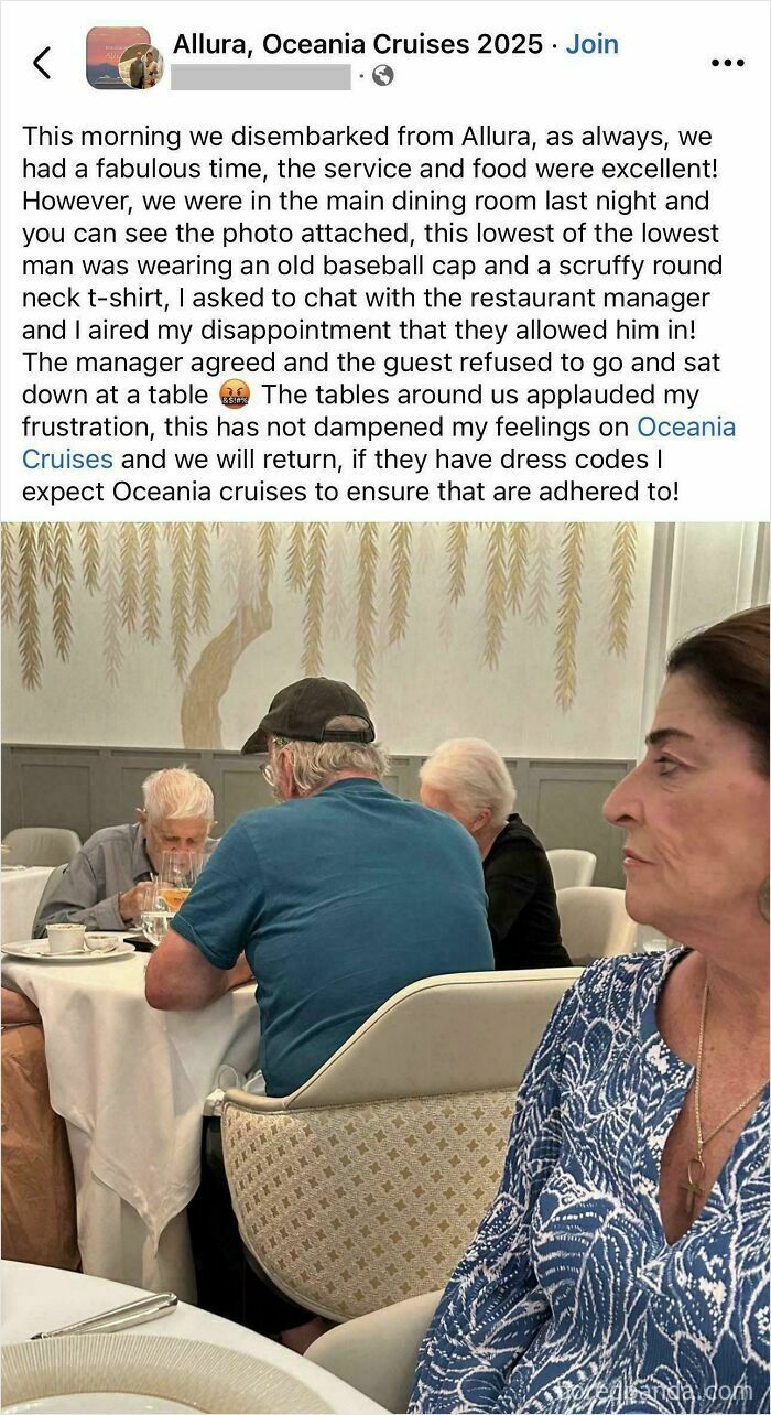 “Tables Around Us Applauded My Frustration” At Someone Else Wearing A Hat In The Dining Area Of A Cruise Ship