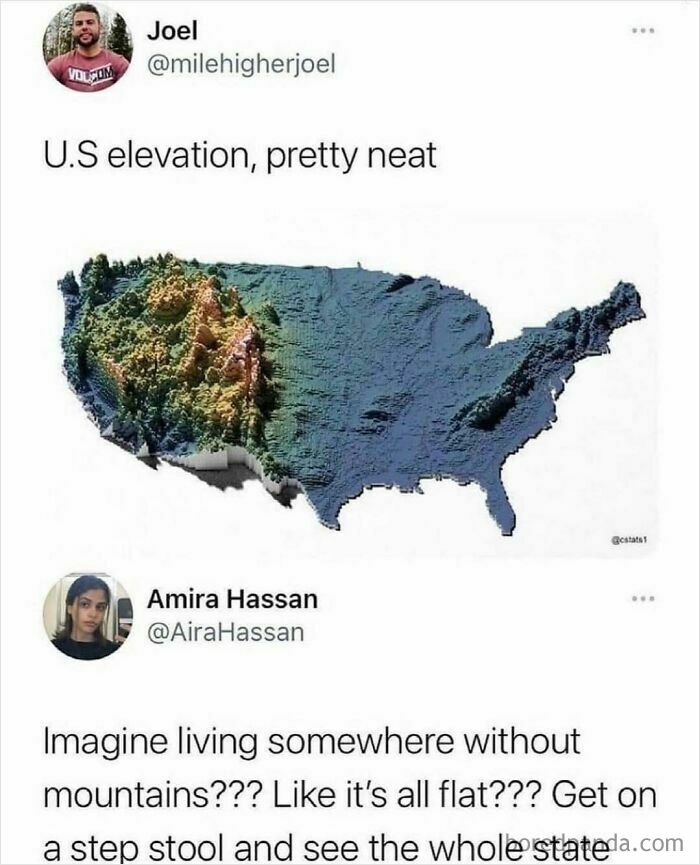3D map showing US elevation highlighting mountains for outdoor adventures