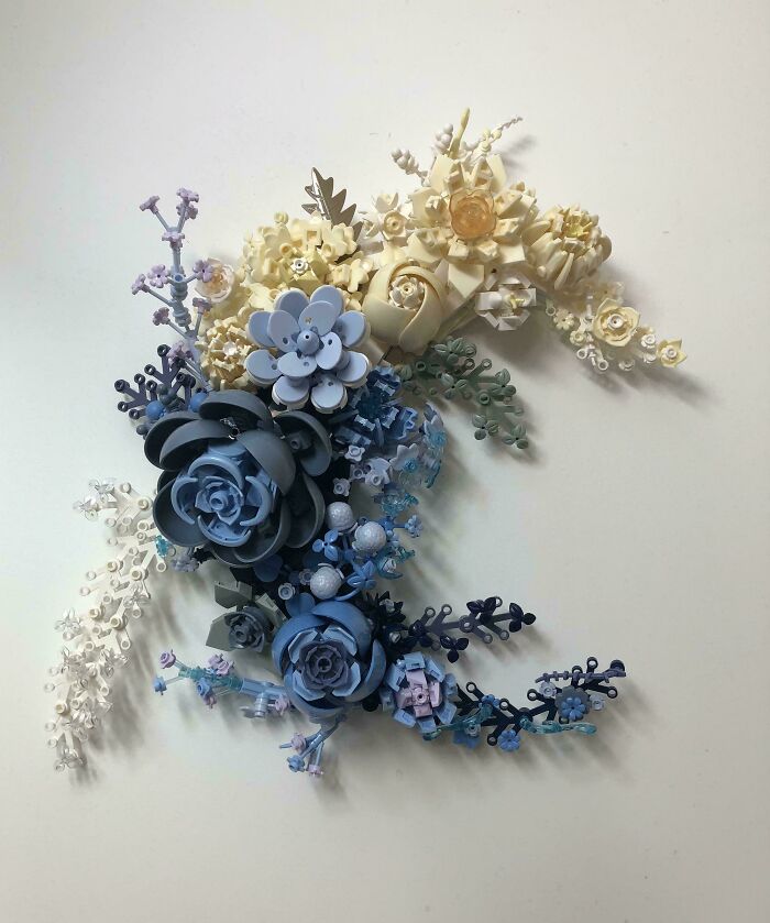 Intricate LEGO flower arrangement that collects dust