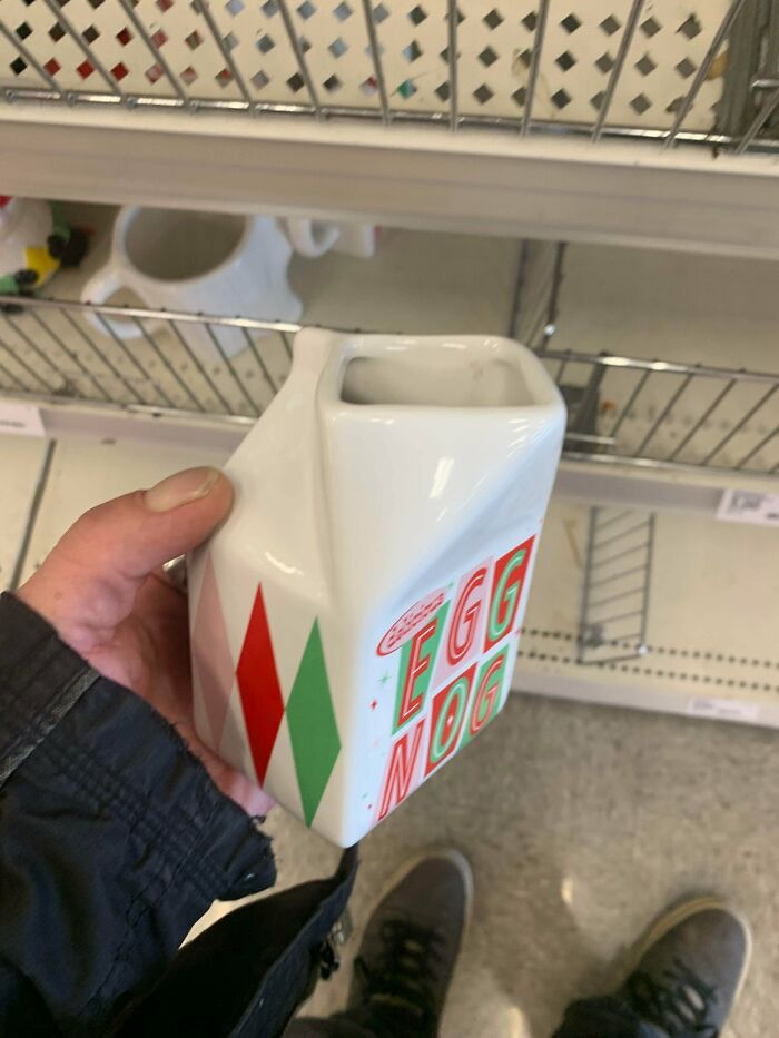 Egg nog carton ceramic design with unusable pouring spout