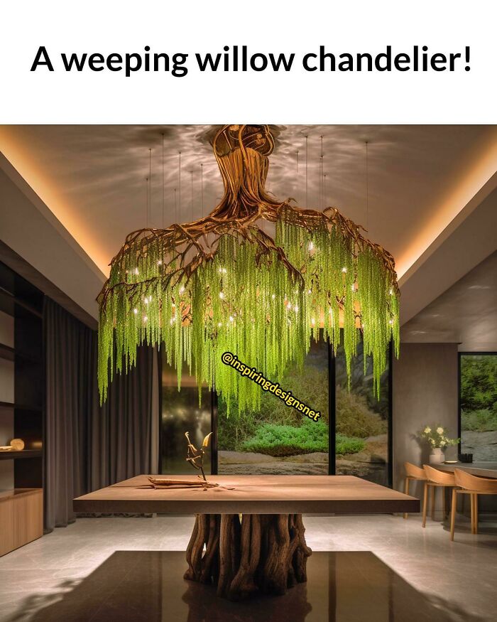 Weeping willow chandelier with dense foliage hard to clean