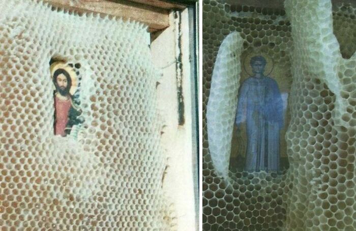 A Beekeeper In Greece Put Up And Images For Good Luck And Later Found The Beehive Avoided The Faces
