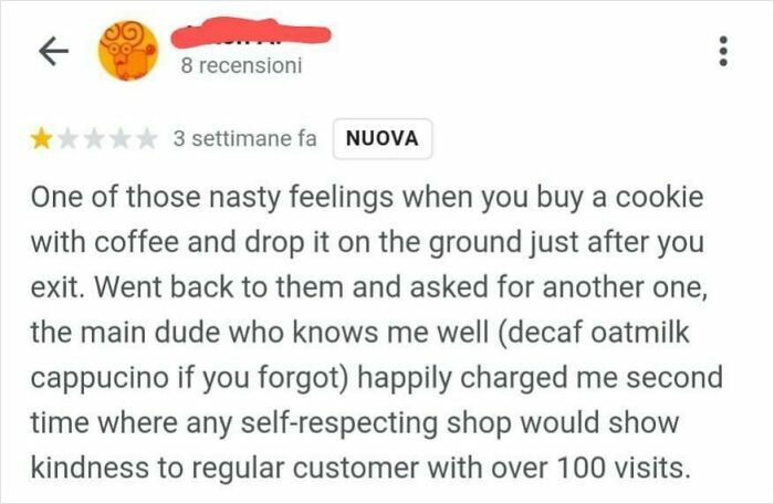 Customer complaint about charged twice for cookie after dropping it on ground