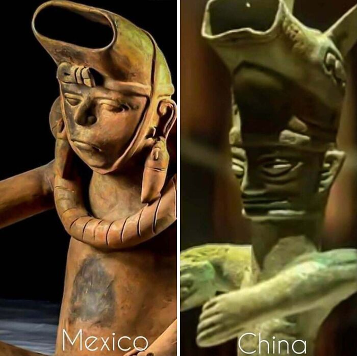 These Man Made Sculptures Were Made Thousands Of Miles And Hundreds Of Years Apart, Yet They Depict The Same Figure
