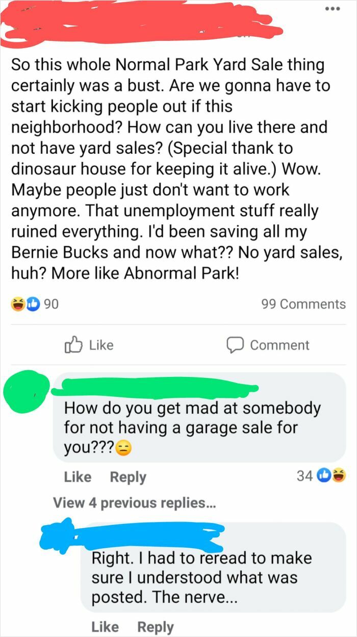 Frustrated rant about lack of yard sales in neighborhood blaming unemployment