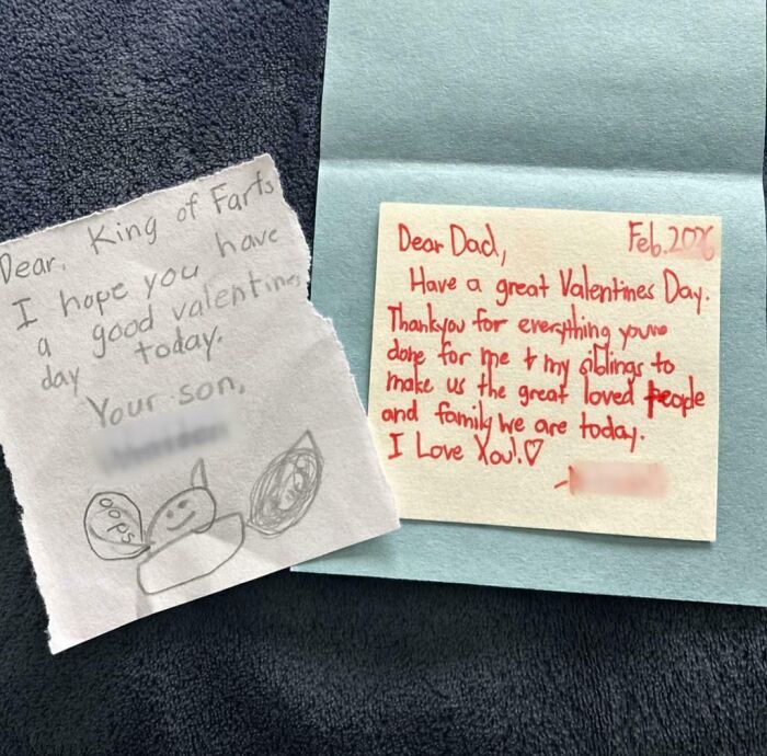 The Duality Of Fatherhood (Valentine’s Edition). One Of These Valentine’s Notes Is From My 13-Year-Old. The Other Is From My 8-Year-Old