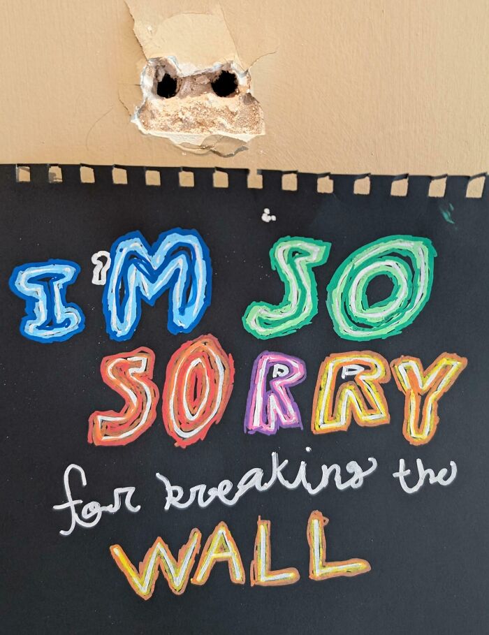 So My Son Pulled The Towel Hook Out Of His Bathroom Wall And He Wrote Me This Fabulous Apology Note
