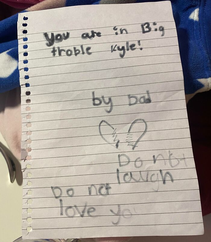 We Have An 8-Year-Old Forger In My House. Note “I” Wrote To My 12-Year-Old Son