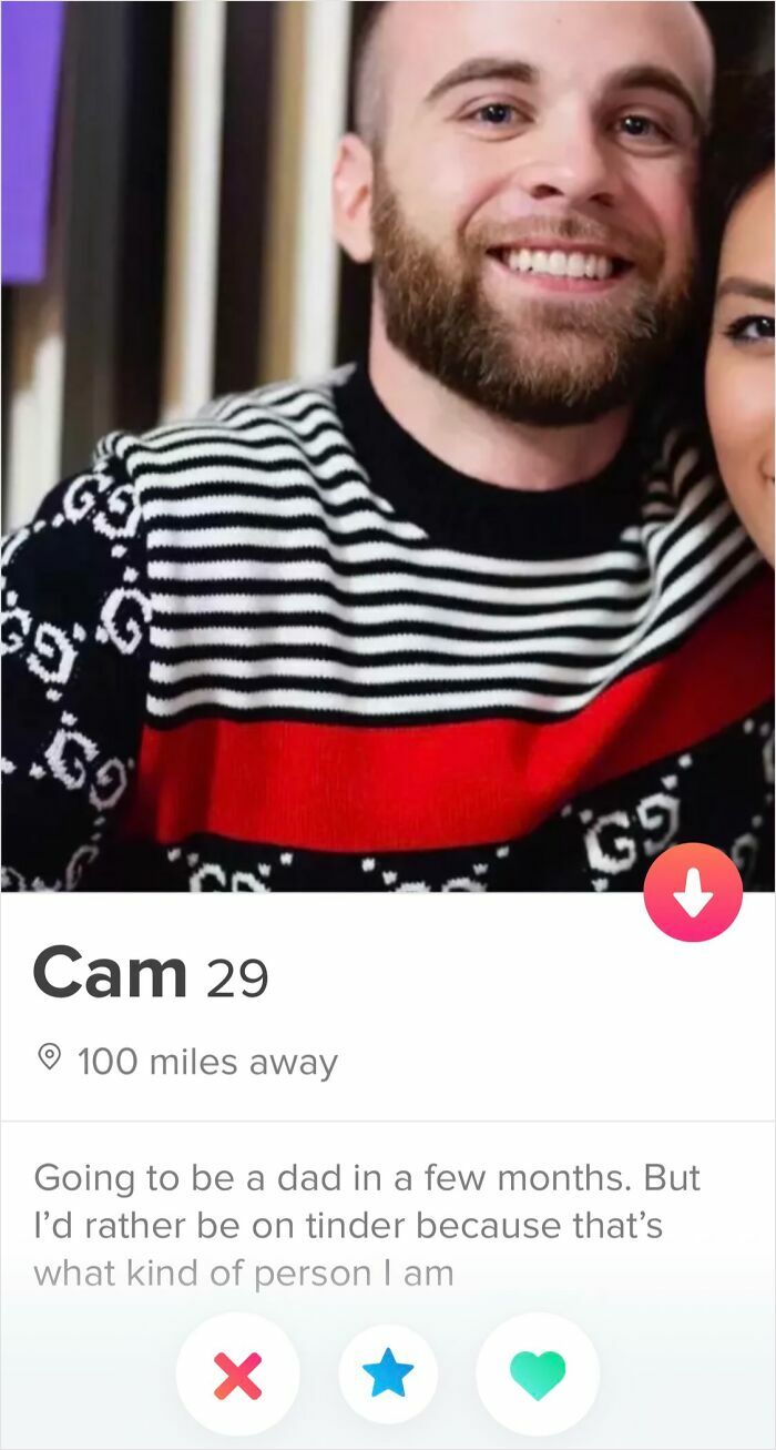 Man on Tinder profile admitting cheating before becoming a dad