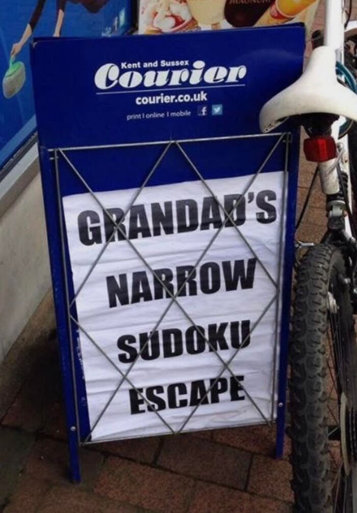 Kent and Sussex Courier headline on grandad's narrow sudoku escape