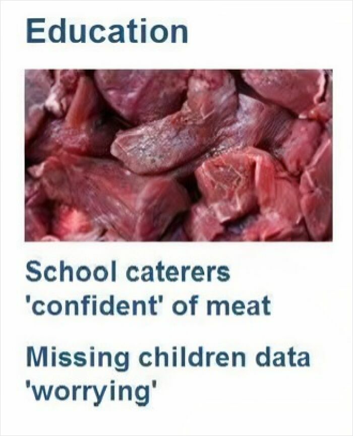 Amusing education headline on school caterers confident of meat quality