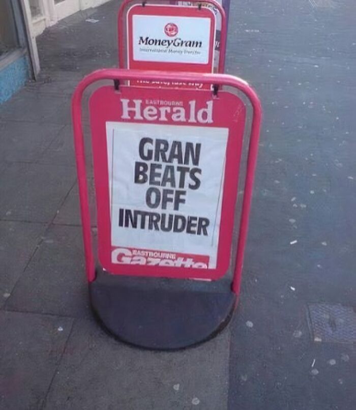 Funny newspaper headline about gran beating off intruder