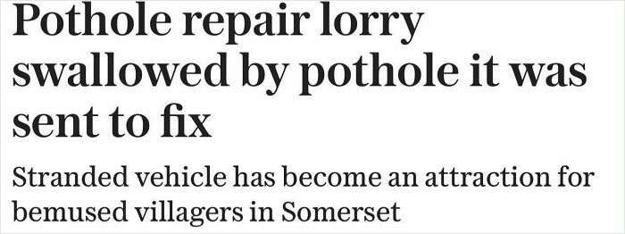 Pothole repair lorry swallowed by pothole in Somerset attracts villagers' attention
