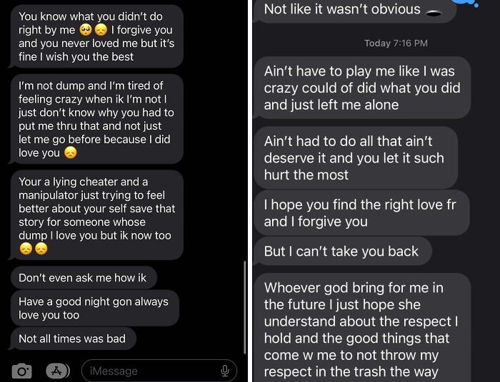 Text messages expressing feelings after betrayal in cheating stories