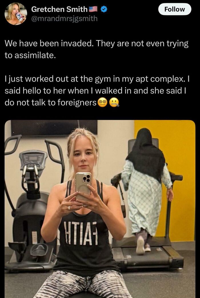 Woman at gym posts about being ignored by foreigner