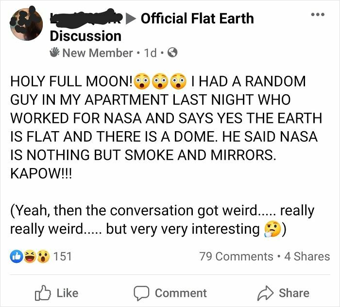 Flat Earth theory post claiming NASA deception