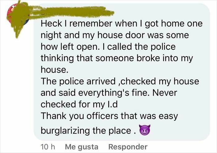 Funny text about calling police for open door and easy burglary
