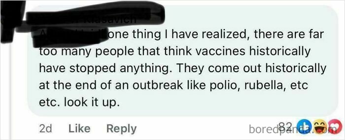 A social media post questioning vaccine efficacy, showing a lack of self-awareness.