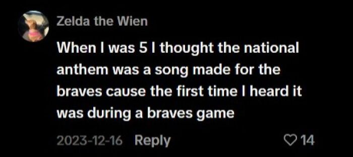 Funny late realization about national anthem and the Braves game