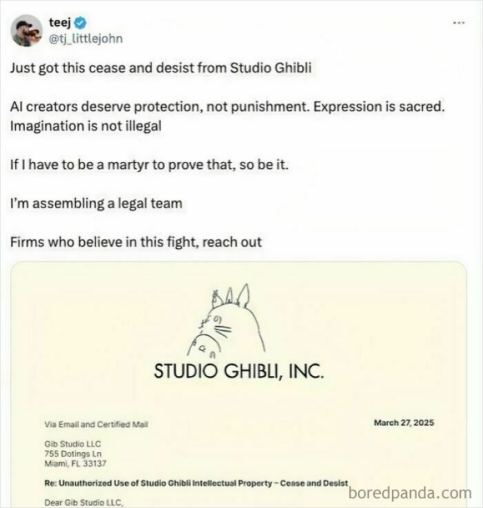 AI Artist Is Complaining About Studio Ghibli Not Allowing Freedom Of Creativity