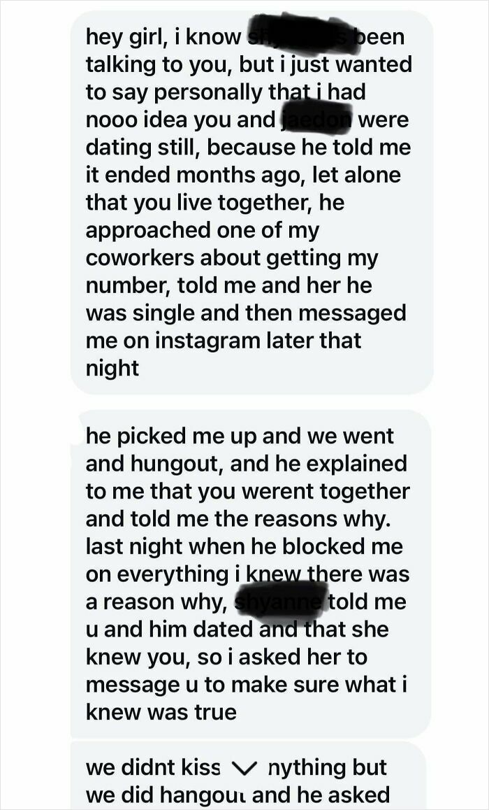 Message exposing secret dating and deception in relationships