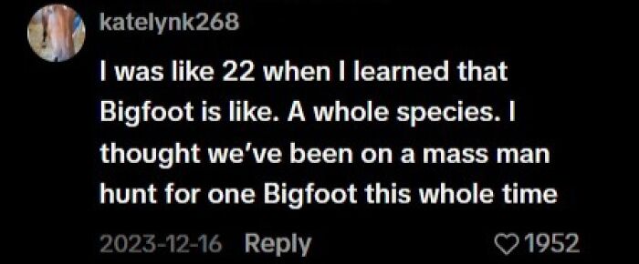 Hilarious moment learning Bigfoot is a whole species