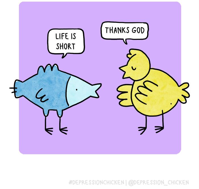 “Depression Chicken” Returns With More Relatable Comics About Anxiety, Overthinking, And Everyday Struggles (50 New Pics)