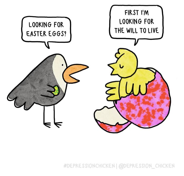 “Depression Chicken” Returns With More Relatable Comics About Anxiety, Overthinking, And Everyday Struggles (50 New Pics)
