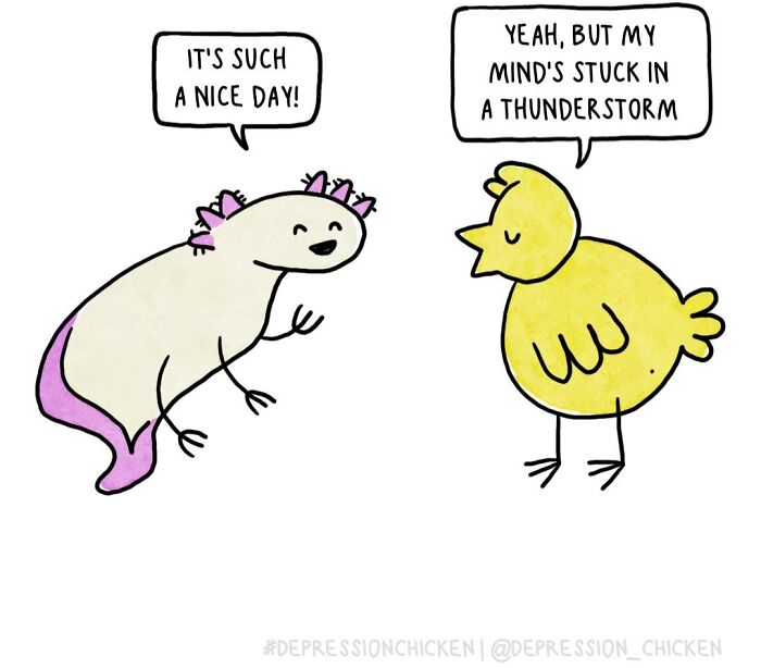 “Depression Chicken” Returns With More Relatable Comics About Anxiety, Overthinking, And Everyday Struggles (50 New Pics)